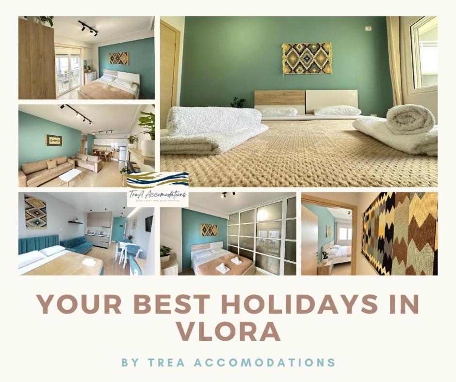 Trea Accomodations - On Private Beach With Sunbed & Umbrella Vlore Ngoại thất bức ảnh